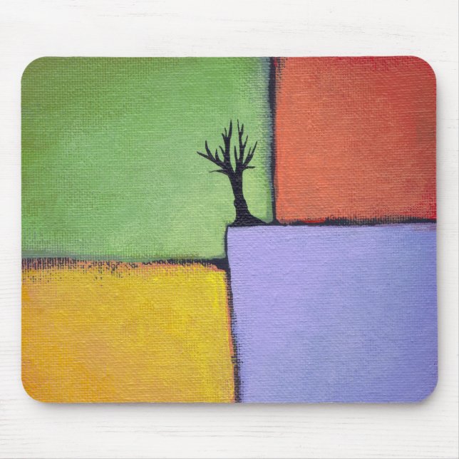 Bare tree colourful art all seasons modern mouse pad (Front)