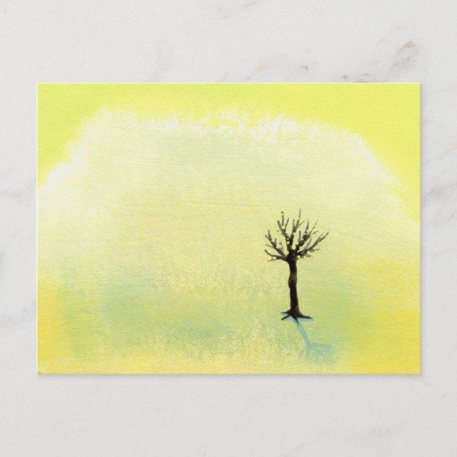 Bare tree pretty minimalist painting art Buds Postcard (Front)