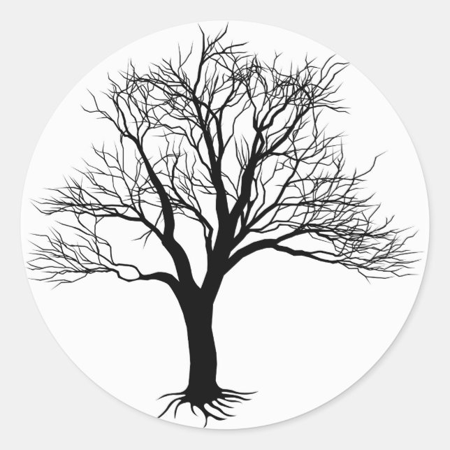 Bare tree silhouette classic round sticker (Front)