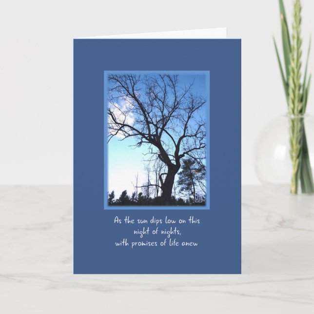 Bare Winter Tree on Dark Winter Solstice Card (Front)