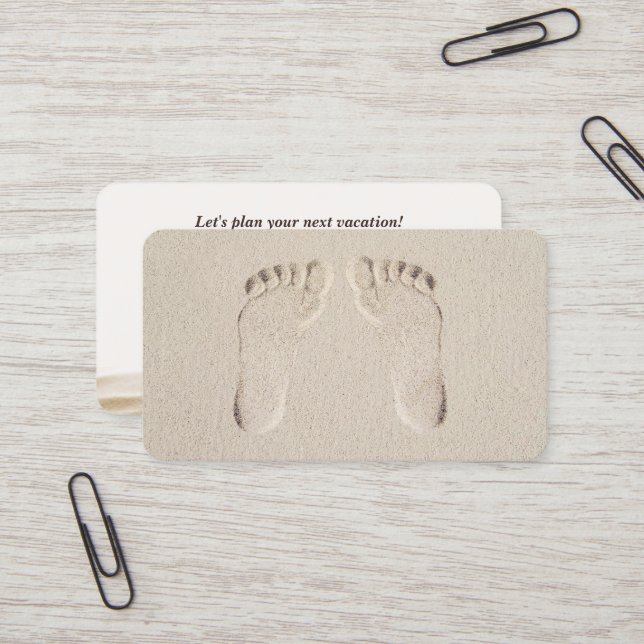Barefeet Prints in Beach Sand Business Card (Front/Back In Situ)