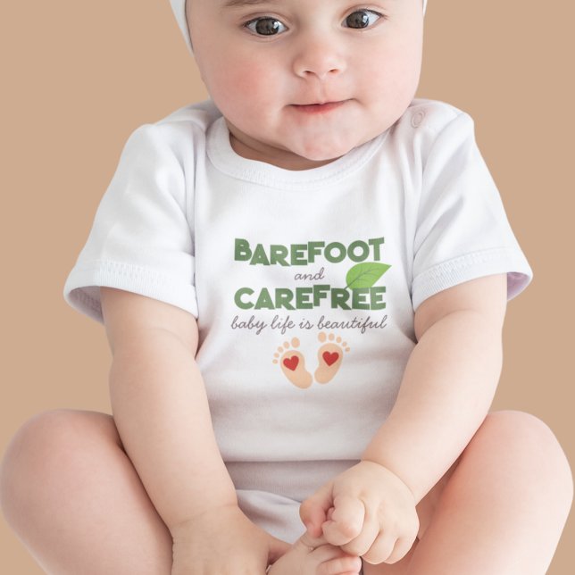Barefoot and Carefree with Baby Feet and Hearts Baby Bodysuit (Creator Uploaded)