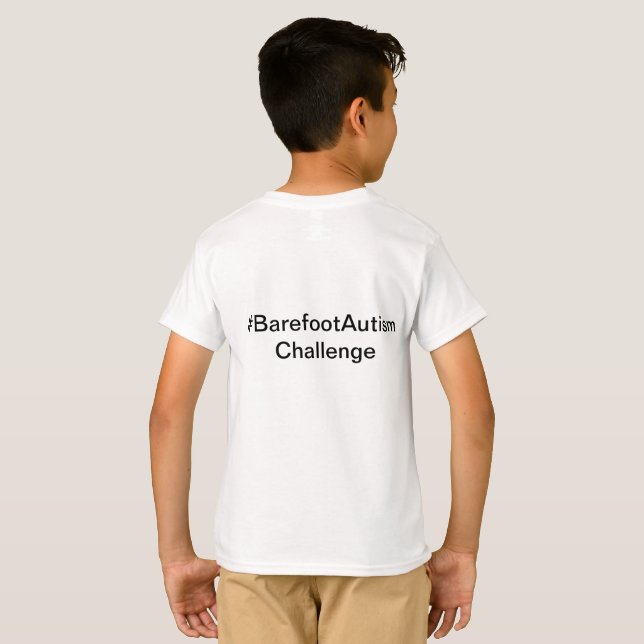 Barefoot Autism Challenge kids shirt (Back Full)