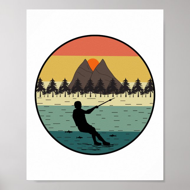 Barefoot Barefooting skiing Water sport Motorboat  Poster (Front)