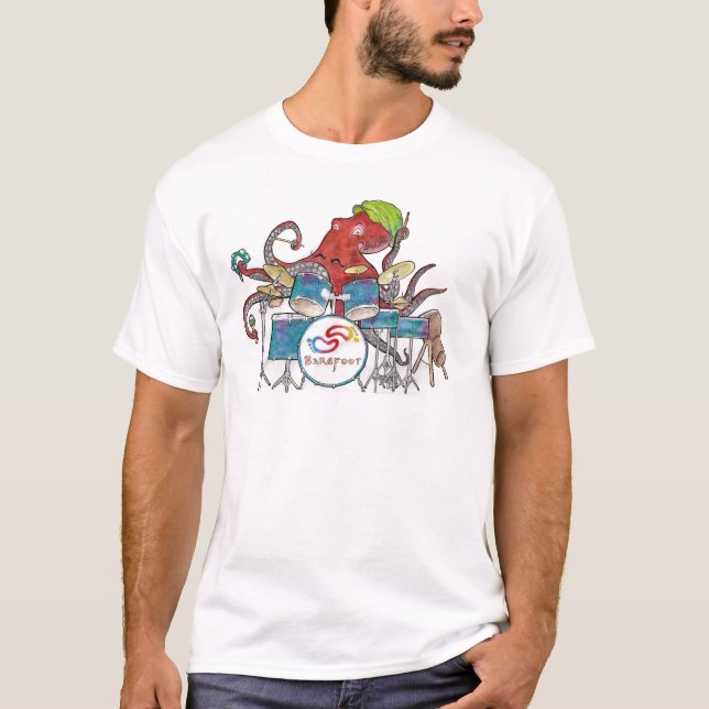 Barefoot Groove Octopus Drummer T-Shirt (Front)
