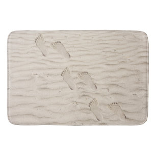 Barefoot Prints in Beach Sand  Bath Mat