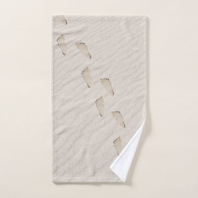 Barefoot Prints in Beach Sand  Bath Towel Set (Hand Towel)