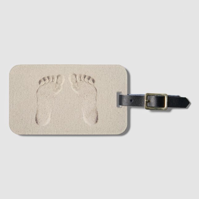Barefoot Prints in Beach Sand Luggage Tag (Front Horizontal)