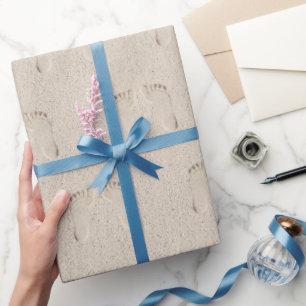 Barefoot Prints In Beach Sand Wrapping Paper