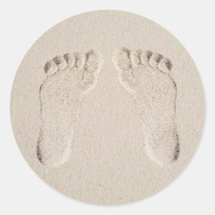 Barefoot Prints in Sand  Classic Round Sticker