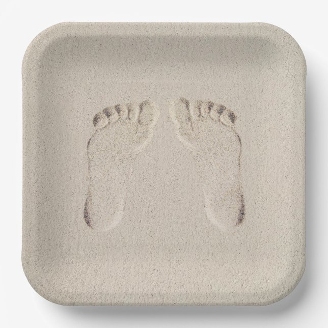 Barefoot Prints in Sand  Paper Plate (Front)