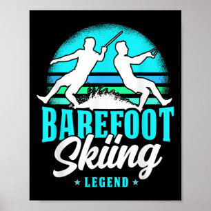 Barefoot Skiing Legend Retro Style Water Sport Ski Poster