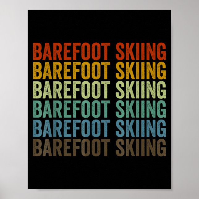 Barefoot skiing sports retro  poster (Front)