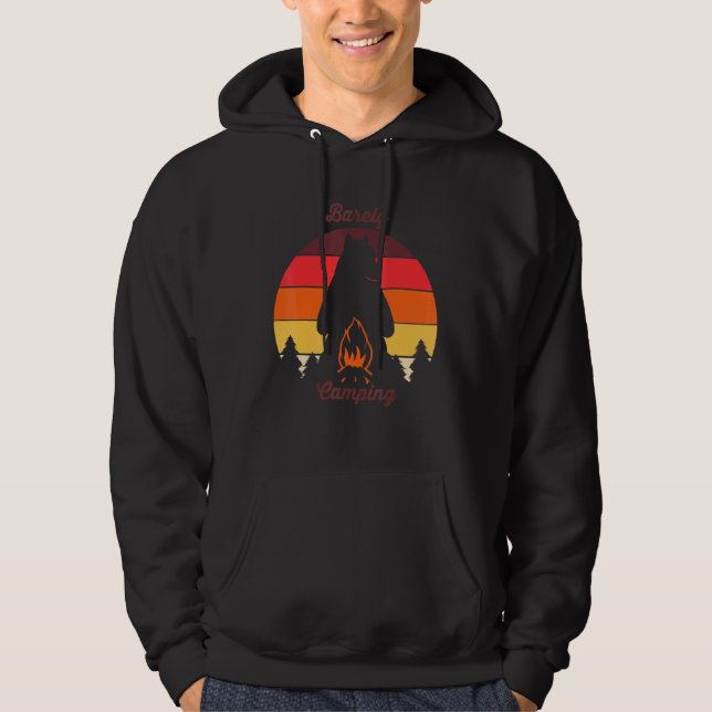 Barely Camping Sunset Bear Campfire Social Distanc Hoodie (Front)