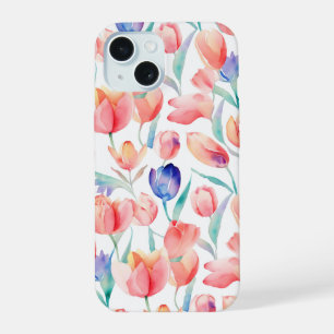 Barely There Watercolor Tulips iPhone 15 Case