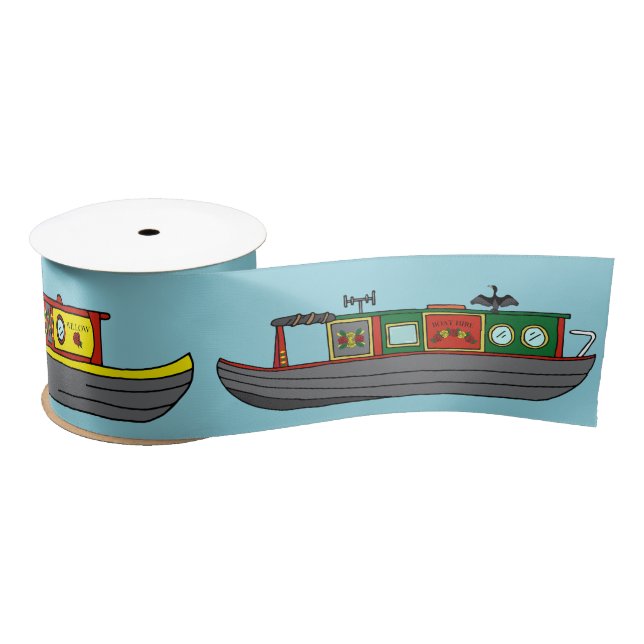 Barges and Canal Boat Narrowboats Birthday Satin Ribbon (Spool)