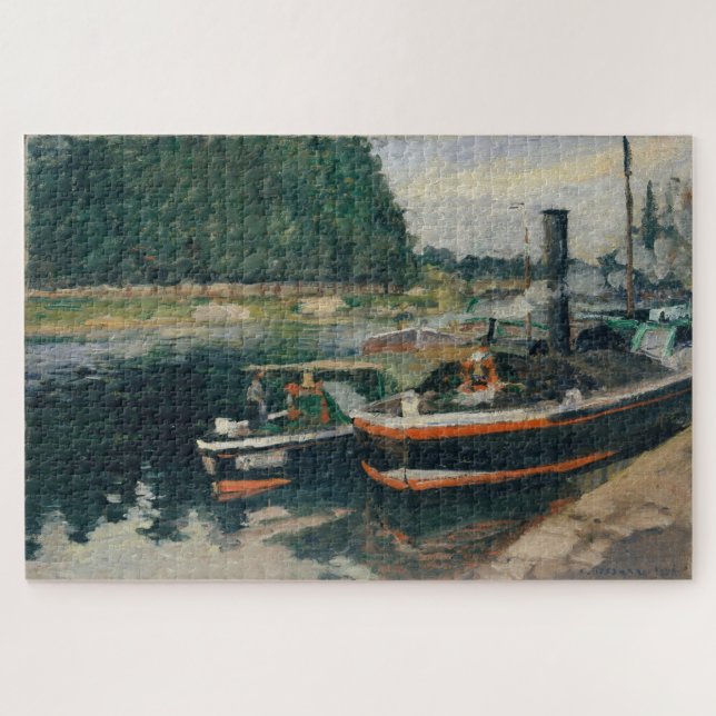 Barges at Pontoise (1876) by Camille Pissarro Jigsaw Puzzle (Horizontal)