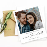 Bargin Instant Photo White Chic Save the Date<br><div class="desc">** SATIN PAPER IS PAPER THIN. UPGRADE THE PAPER FOR A THICKER PAPER. HAS AN OPTION FOR ENVELOPES. *** Save money on formal invitations with this smaller invitation that has an option for envelopes. Get your guests ready for the amazing wedding with your Instant Photo White Chic Save the Date...</div>