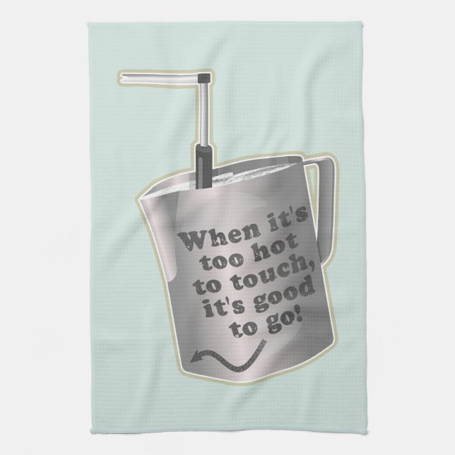  Barista cafe milk warming jug Tea Towel (Vertical)