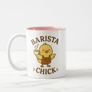 Barista Chick – Cute Coffee Lover Gift Two-Tone Coffee Mug