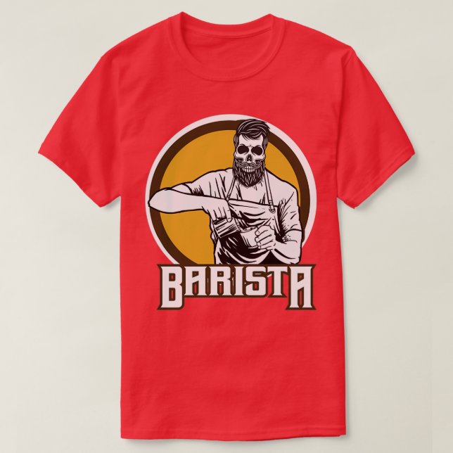 Barista Coffee Skeleton Funny National Barista Day T-Shirt (Design Front)