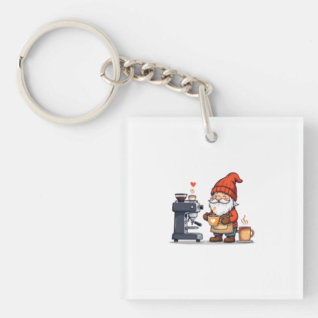 Barista Gnome Brewing Coffee Key Ring (Front)