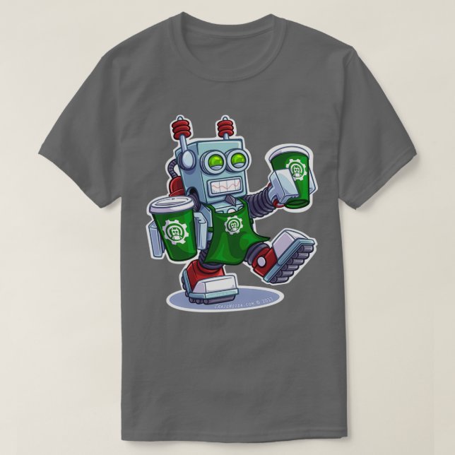 BaristaBot 9000 Robot T-Shirt (Design Front)