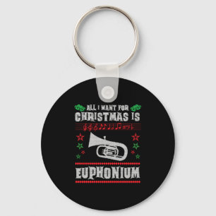Baritone Euphonium Ugly Christmas Sweater Style Key Ring