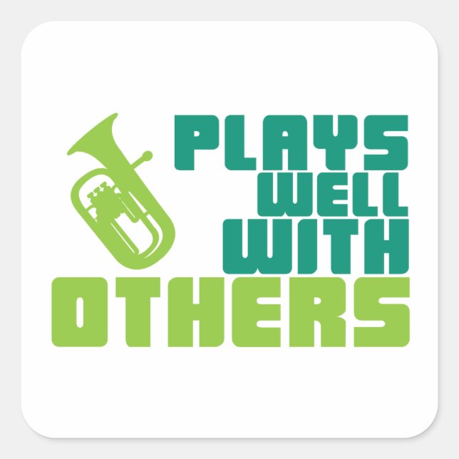 Baritone Plays Well With Others Square Sticker (Front)