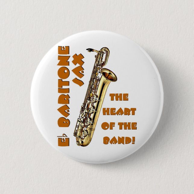 Baritone Sax 6 Cm Round Badge (Front)