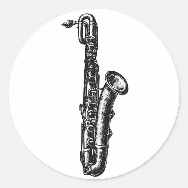 Baritone Saxophone Classic Round Sticker (Front)