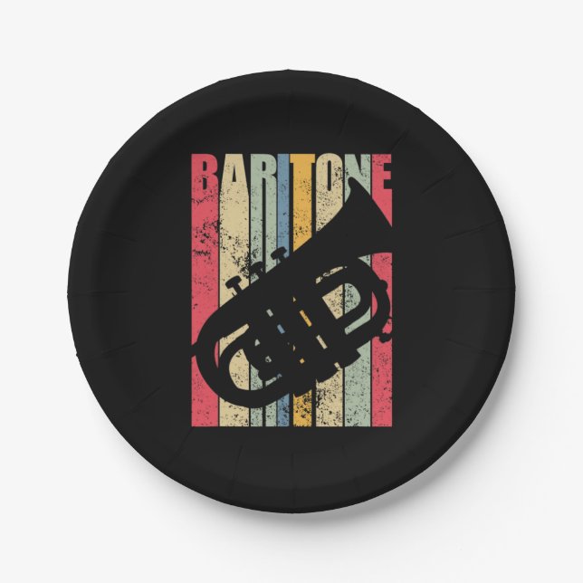 Baritone Saxophone Horn Marching Band Major Gear L Paper Plate (Front)