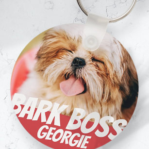 Bark Boss Pet Dog Photo Modern Cool Simple Key Ring