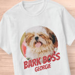 Bark Boss Pet Dog Photo Modern Cool Simple T-Shirt<br><div class="desc">Design is simple with a simple colour background and sans serif typography for a superhero look.</div>