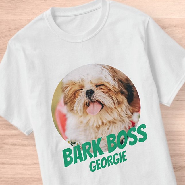 Bark Boss Pet Dog Photo Modern Cool Simple T-Shirt (Creator Uploaded)