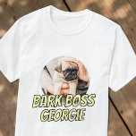 Bark Boss Pet Dog Photo Modern Simple Cool T-Shirt<br><div class="desc">Design is simple with a simple colour background and sans serif typography for a superhero look.</div>