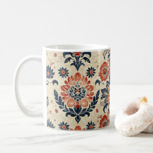 Bark Cloth Textile Pattern on White Coffee Mug