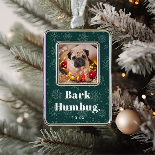 Bark Humbug   Custom Pet Dog Photo Silver Plated Framed Ornament