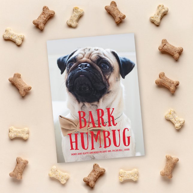 Bark Humbug Cute Puppy Dog | Holiday Photo Card (Creator Uploaded)