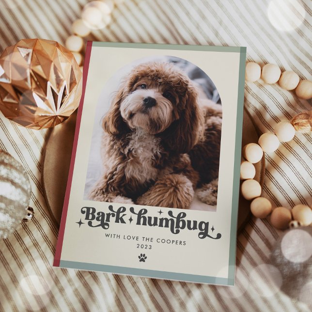 Bark Humbug Dog Photo Funny Christmas Holiday Card (Creator Uploaded)