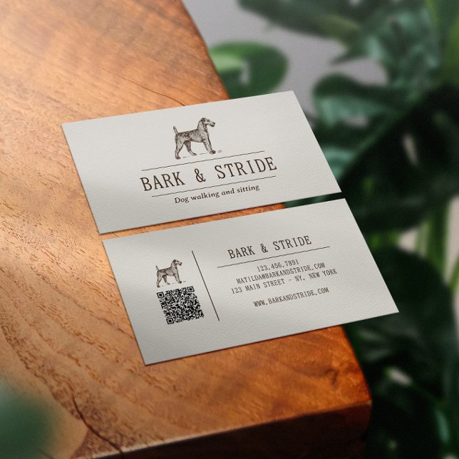 Bark & Stride Dog Walking Business QR Code  Card (Creator Uploaded)