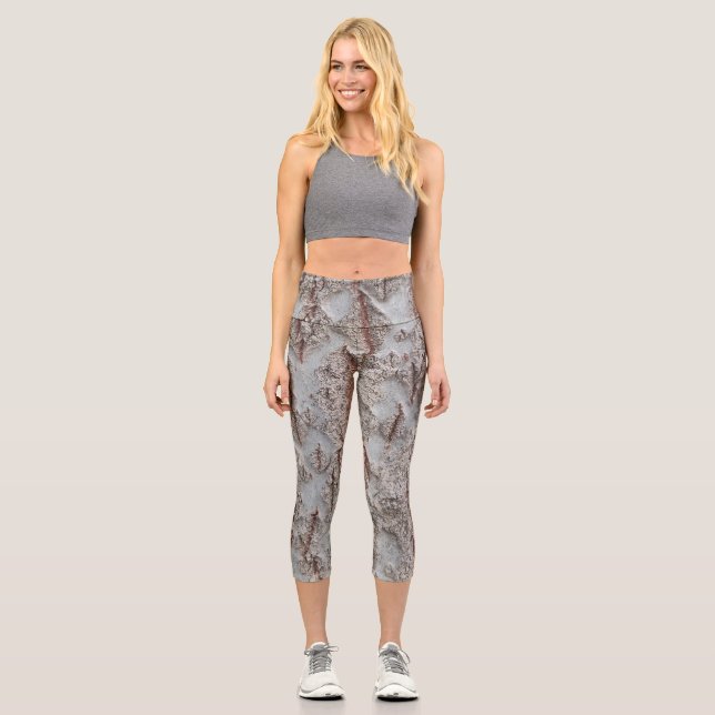 Bark wooden pattern capri leggings (Front)