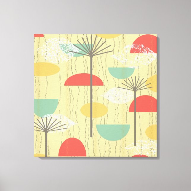 Barkcloth Abstract Flowers Canvas Print (Front)