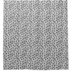 Barkcloth Style Pattern - Black on White Shower Curtain