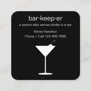 Barkeeper And Bartender Theme Square Business Card