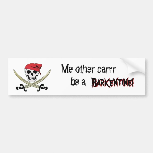 Barkentine Pirate Ship Bumper Sticker (Front)
