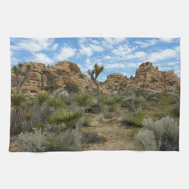 Barker Dam Loop Trail at Joshua Tree National Park Tea Towel (Horizontal)