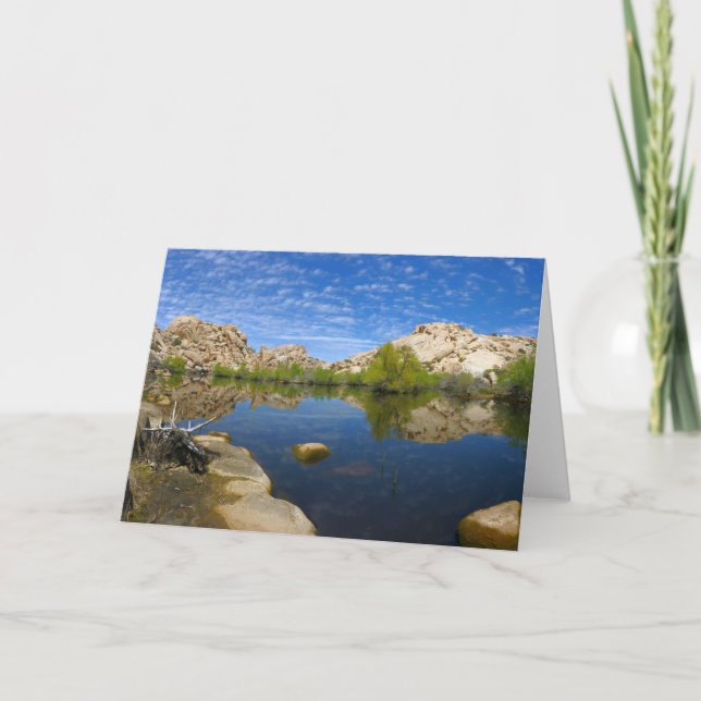 Barker Dam Reflection at Joshua Tree II Card (Front)