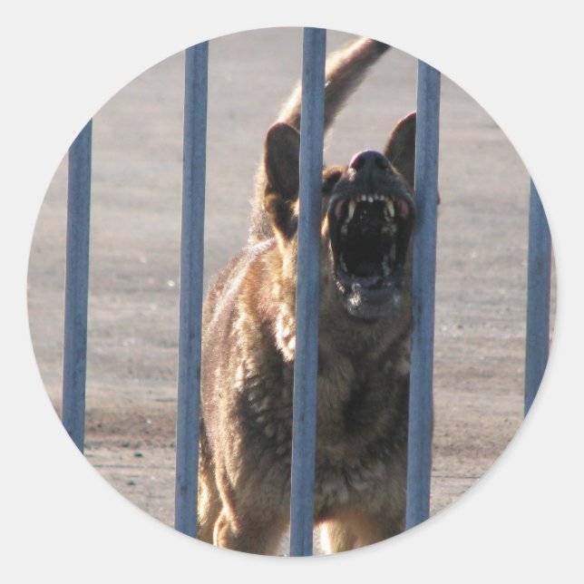 Barking dog classic round sticker (Front)