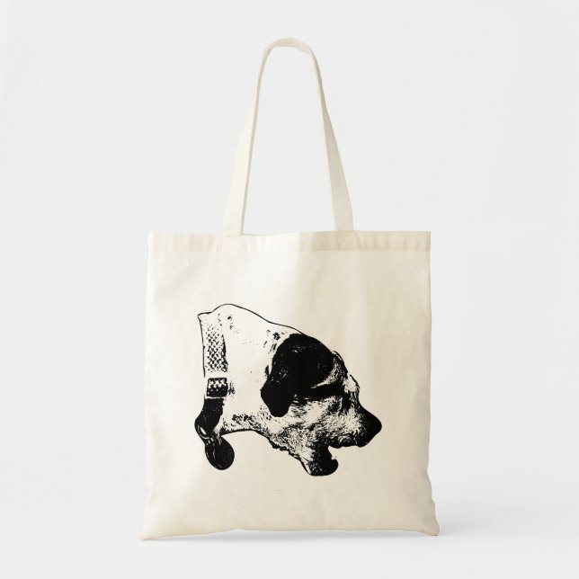 Barking Terrier Mix Canvas Tote Bag (Front)